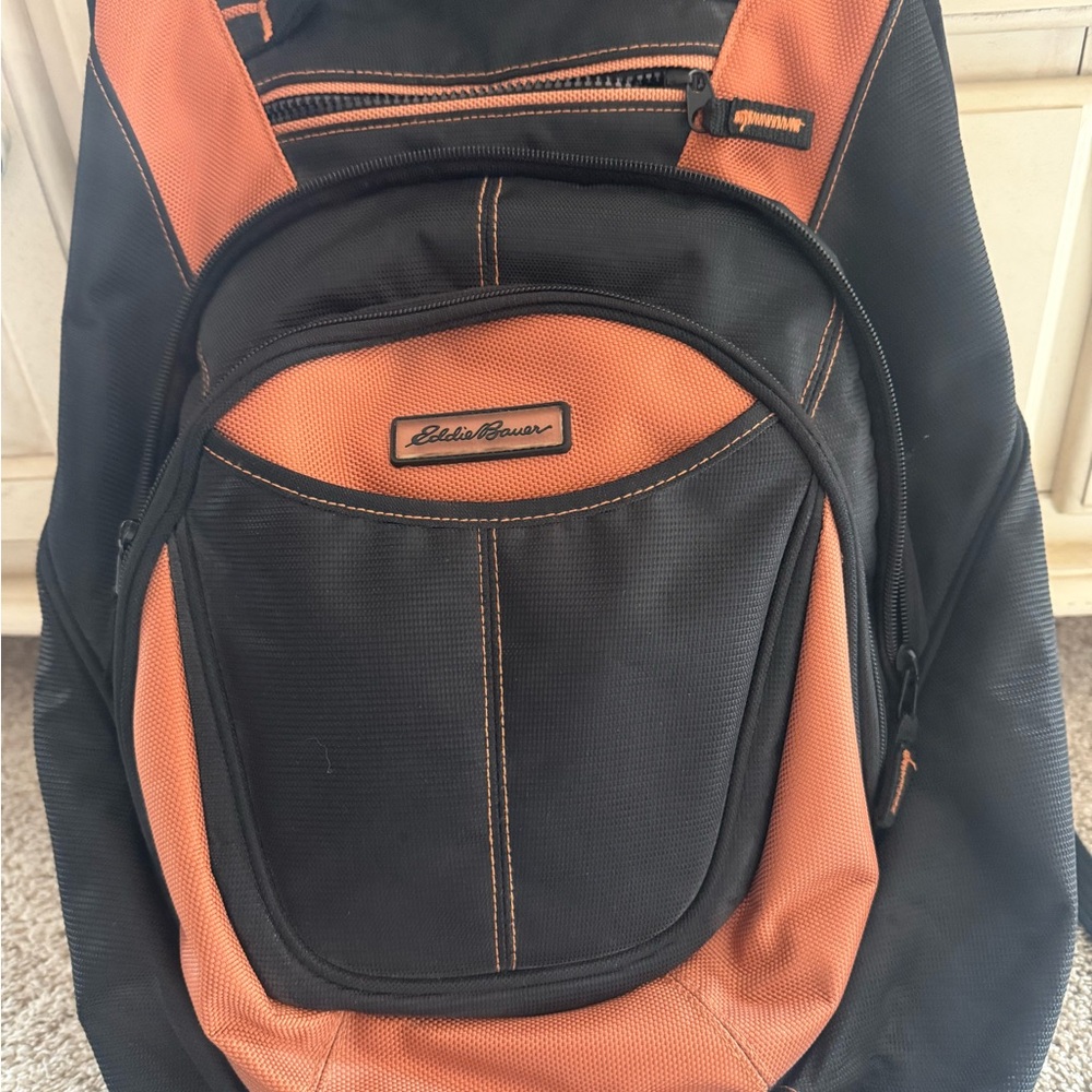 Eddie Bauer Men's Black and Orange Backpack